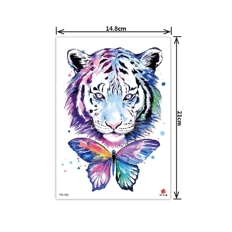 2021 New Plain Flower Arm Tattoo Sticker Flower Waterproof Tattoo Color Animal Tiger Tattoo Sticker