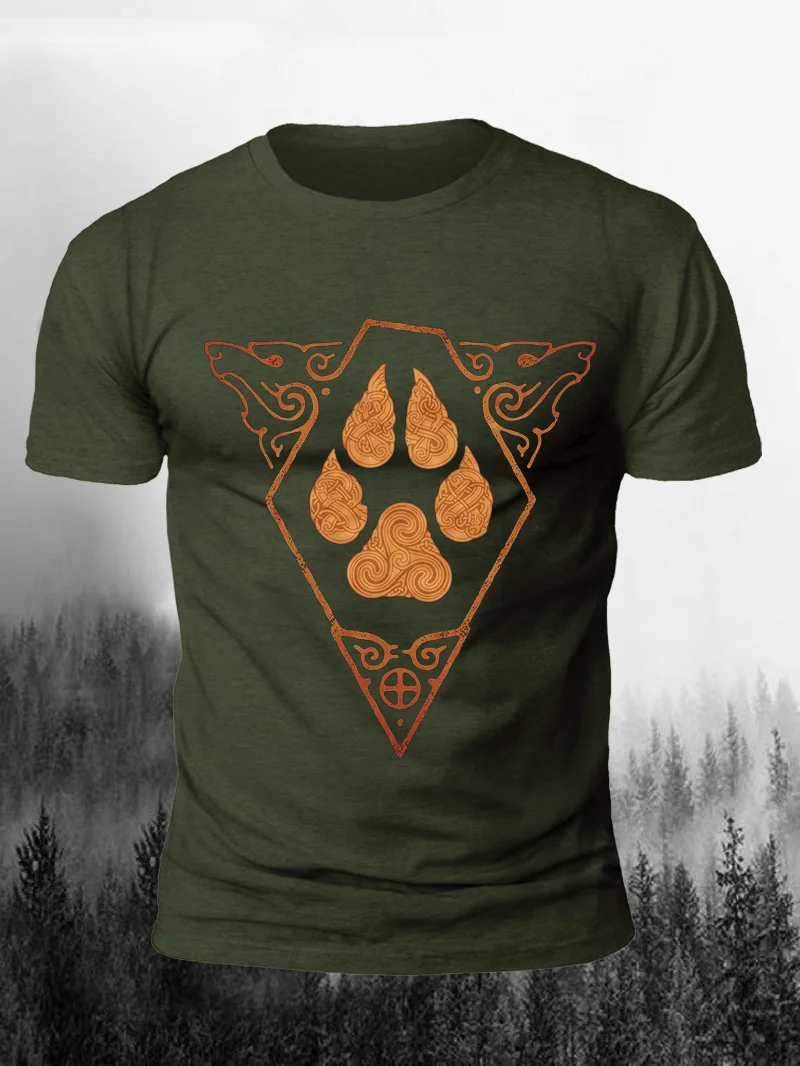 Ethnic style bear paw totem Print Short Sleeve Men's T-Shirt in  mildstyles