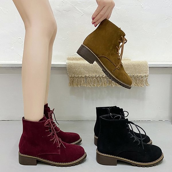 Women's Autumn and Winter Short Boots Round Toe High Heels Platform Snow Boots - Life is Beautiful for You - SheChoic
