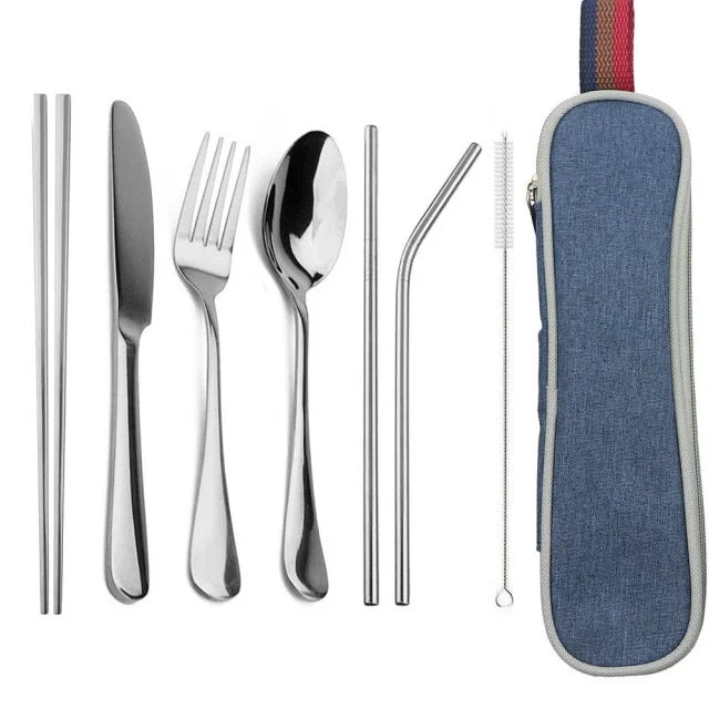 Eco-Friendly Cutlery Set Reusable Flatware with Portable Case
