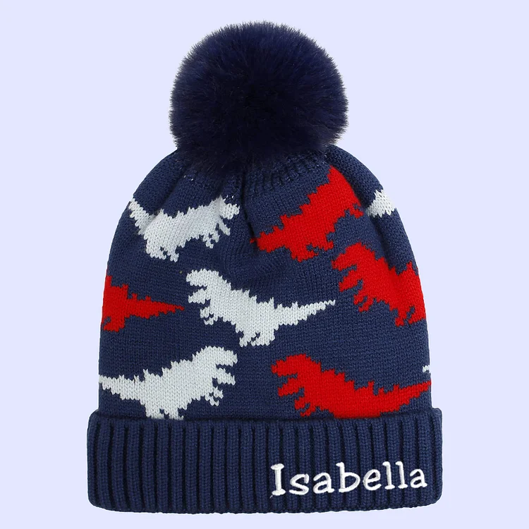 Personalized Embroidered Kids Dinosaur Hat and Scarf Set &ndash; Custom Name Winter Accessory for Comfort & Style