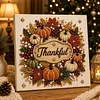 (30x30cm)DIY Pearl Painting Framed Pumpkin Maple Leaf Handmade Pearl Material Art Kit Living Room Decor