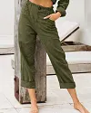 Summer Elegant Harem Pants Elastic Waistband Solid Color Light Beach Trousers