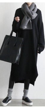 Warm Sweater Women Autumn Dress Winter Long Sweater Knitted Dresses Long loose Maxi Oversize Lady Dresses Bodycon Robe Vestidos