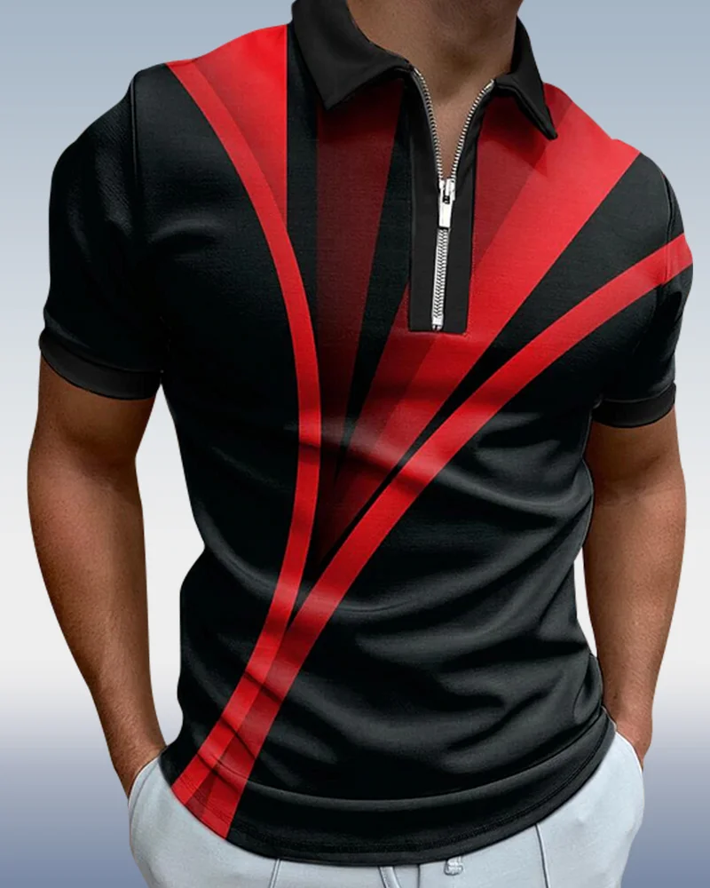 Suitmens Men's Contrasting Color Short Sleeve Polo Shirt 008