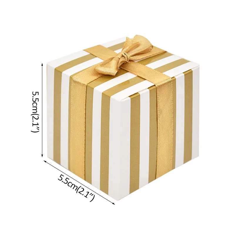 10Pcs Gold Silver Paper Candy Box Square Chocolate Gift Packaging Boxes Baby Shower Birthday Party Supplies Wedding Favors