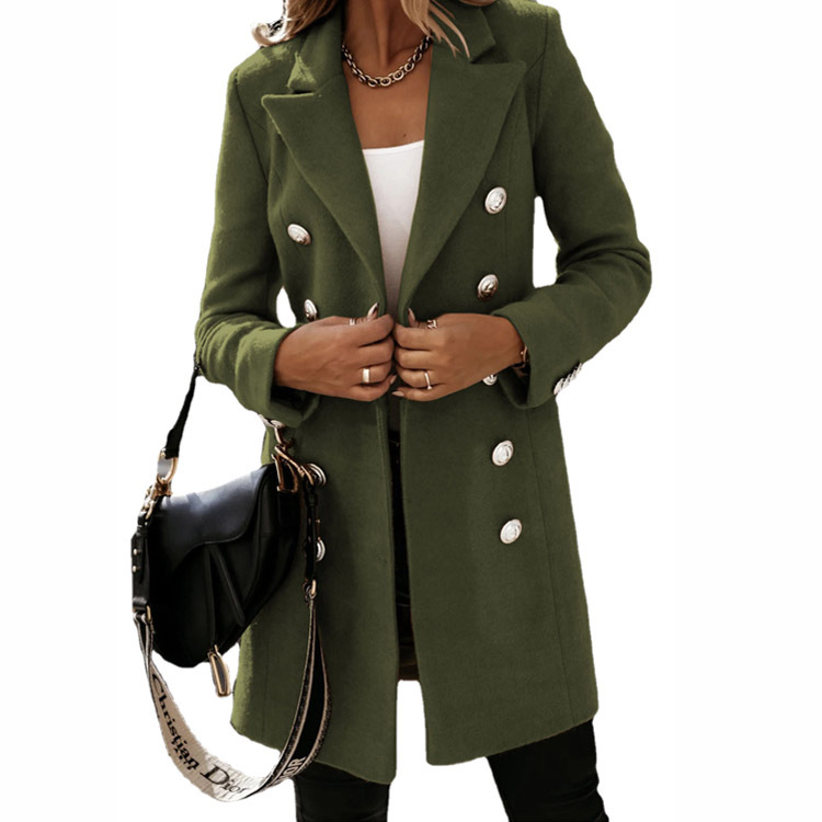 Mature Women Fashion Turndown Collar Jacket For Women Autumn Winter Woolen Coat