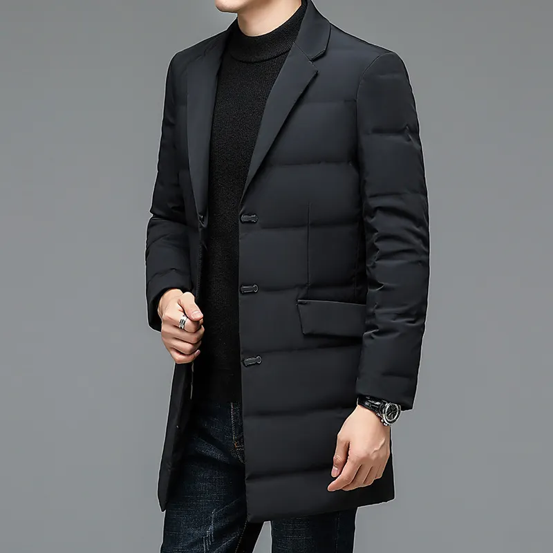 Mid-length Down Jacket Original Single Men's Winter Hooded Padded Jacket Thick Warm and Comfortable Jacket