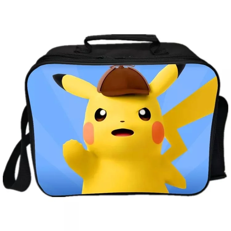 Mayoulove Detective Pokemon Go Pikachu #17 PU Leather Portable Lunch Box School Tote Storage Picnic Bag-Mayoulove