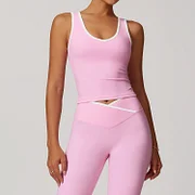 Wttao Gym Women Sports Bra Push Up Fitness Bras One Shoulder Shockproof Yoga Bra Pink Color block Yoga Running Bra Sexy Vest