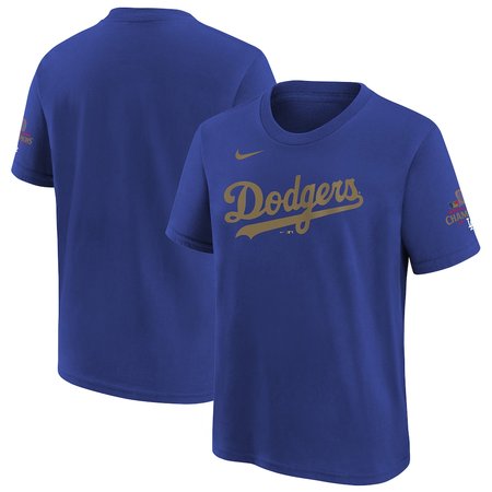 Youth Los Angeles Dodgers Royal 2025 Gold Collection Wordmark T-Shirt B7GB