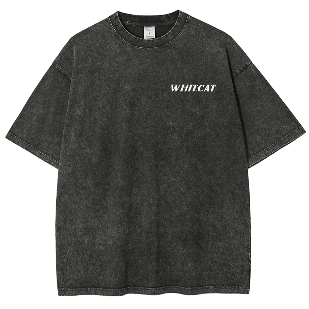 Cat Wine Washed Vintage Short Sleeves T-Shirt