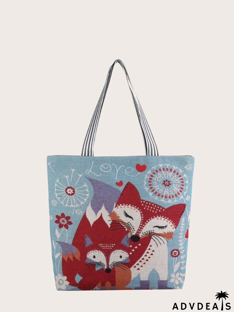 Cartoon Graphic Shoulder Tote Bag