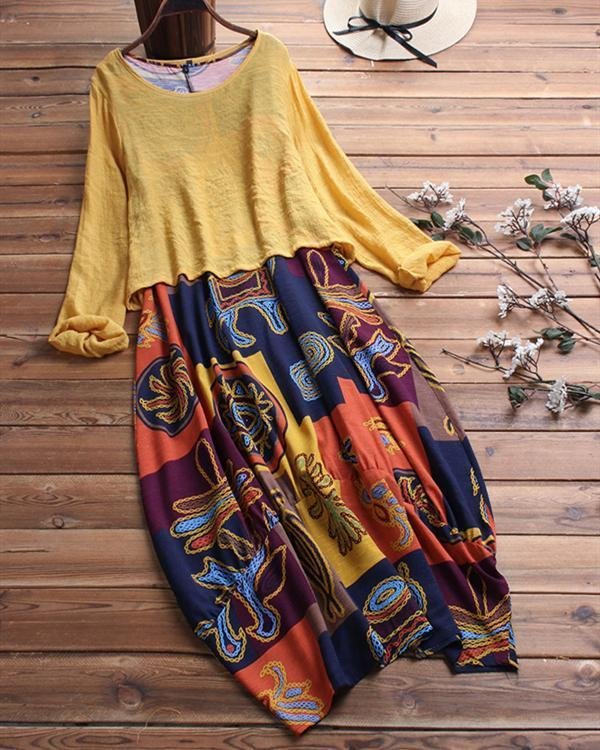 Ethnic Print Two Pieces Maxi Dress For Women - Chicaggo