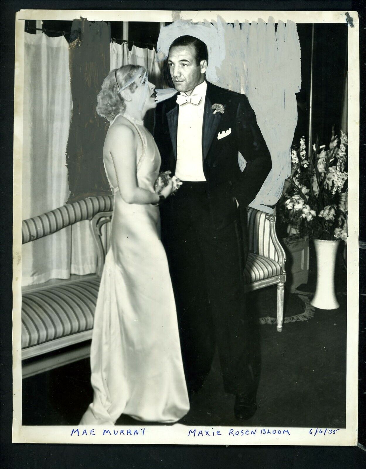 Maxie Rosenbloom & actress Mae Murray 1935 Type 1 Press Photo Poster painting Boxing