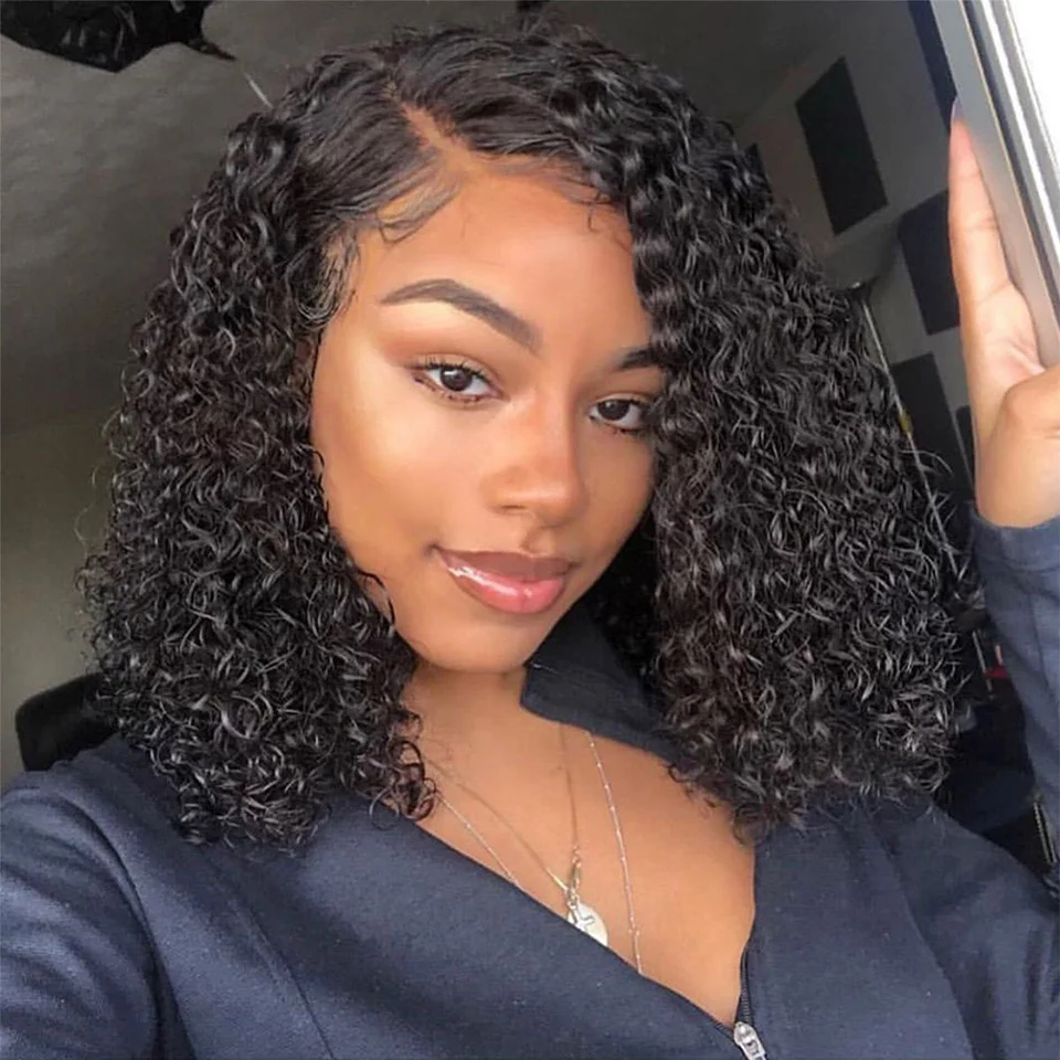 Deep Curly 180% Density 5x5 13×4 Lace Bob Wig Human Hair Wigs 