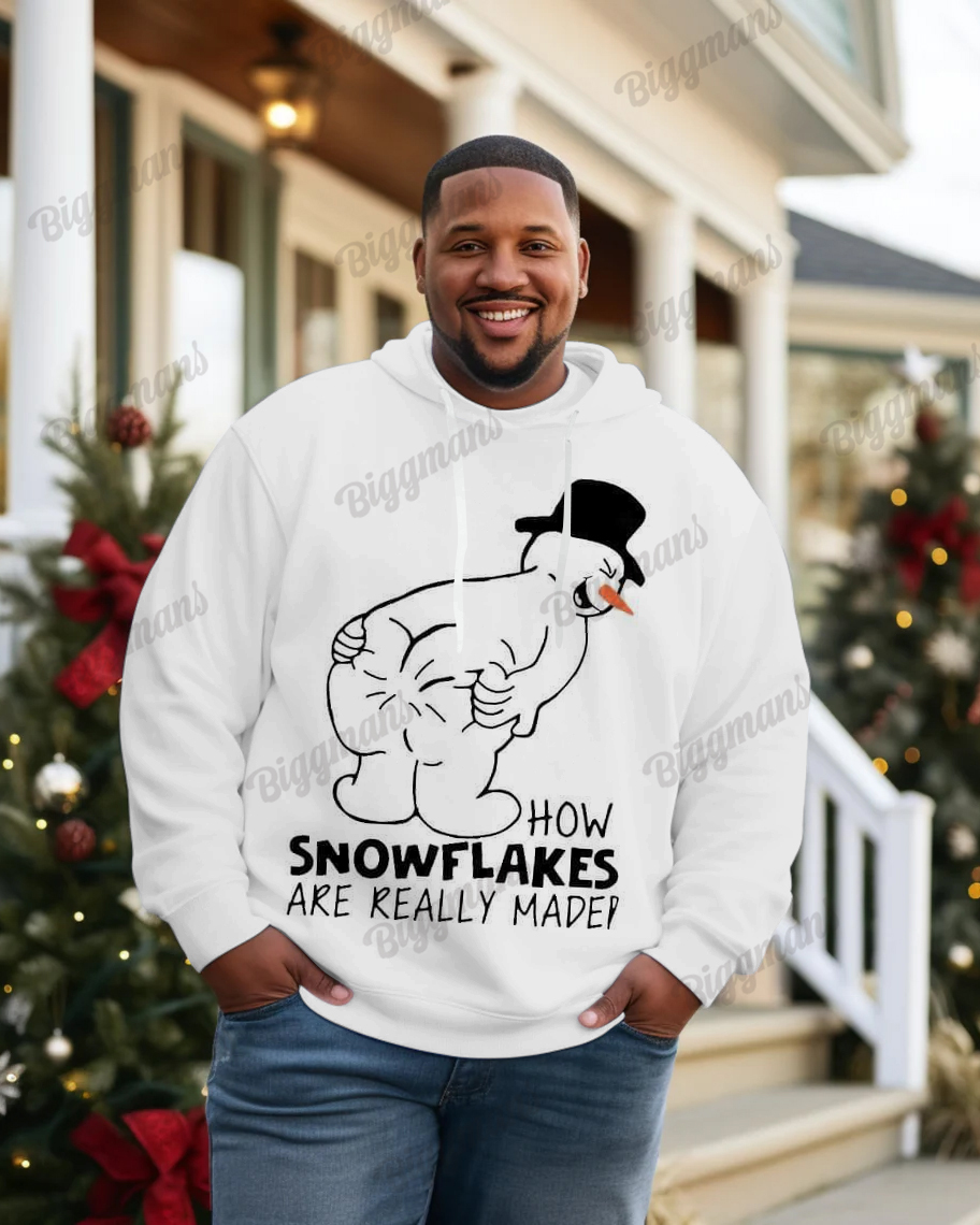 Men's Plus Size How Snow Flakes Are Really Maded Christmas Print Long Sleeve Hoodie
