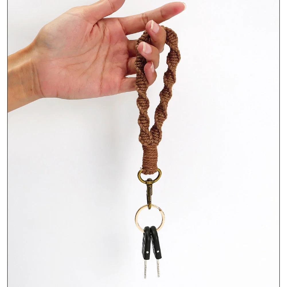 Dvacaman INS Macrame Twisted Keychain For Women Boho Handmade Key Holder Keyring Macrame Bag Charm Anti-lost Jewelry Accessories