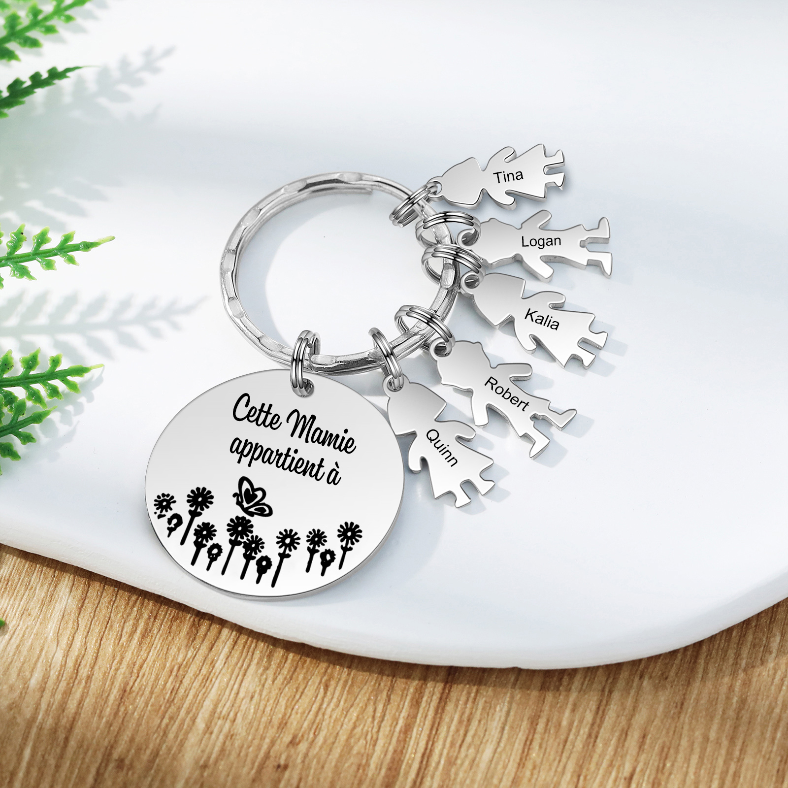 À Ma Mamie - 1-5 Noms Porte-Clés Personnalisés Avec Breloques Enfants