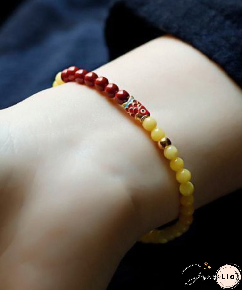 Handmade Inlaid Crystal Cinnaba Bracelet