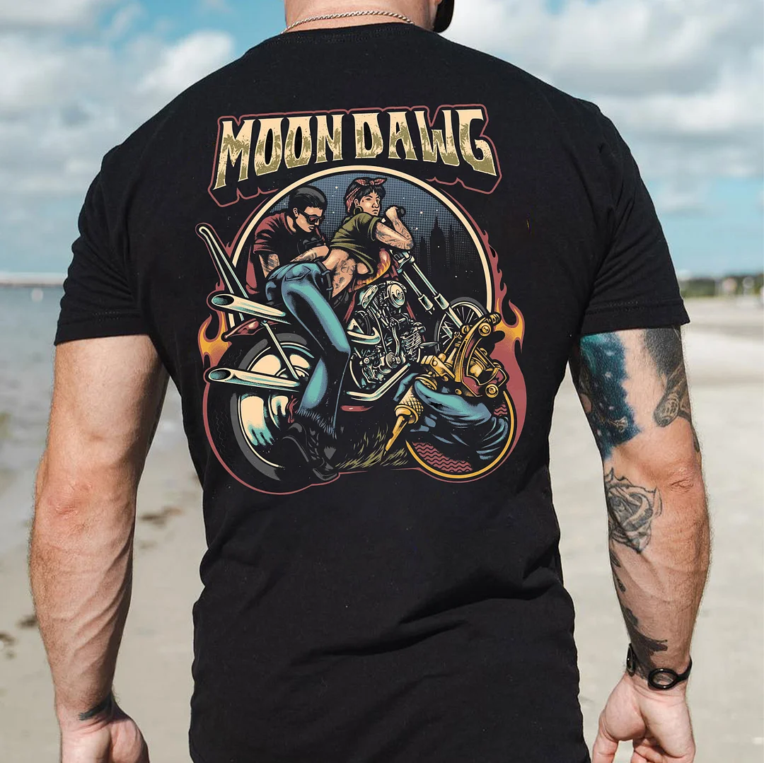MOON DAWG Lovers and Motor Black Print T-Shirt