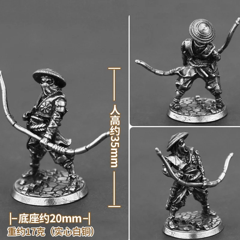 Athvotar Copper Japanese Shogunate Samurai Figurines Miniatures Vintage Metal Soldiers Model Statue Desktop Toy Ornament Decoration