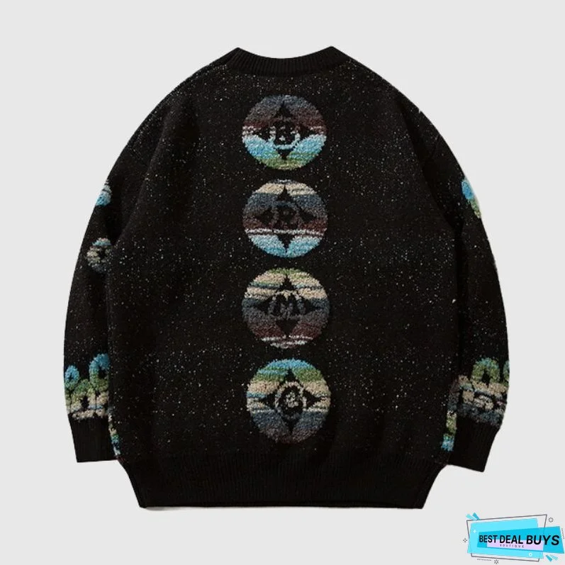 Color-block Dragon Pattern Jacquard Pullover