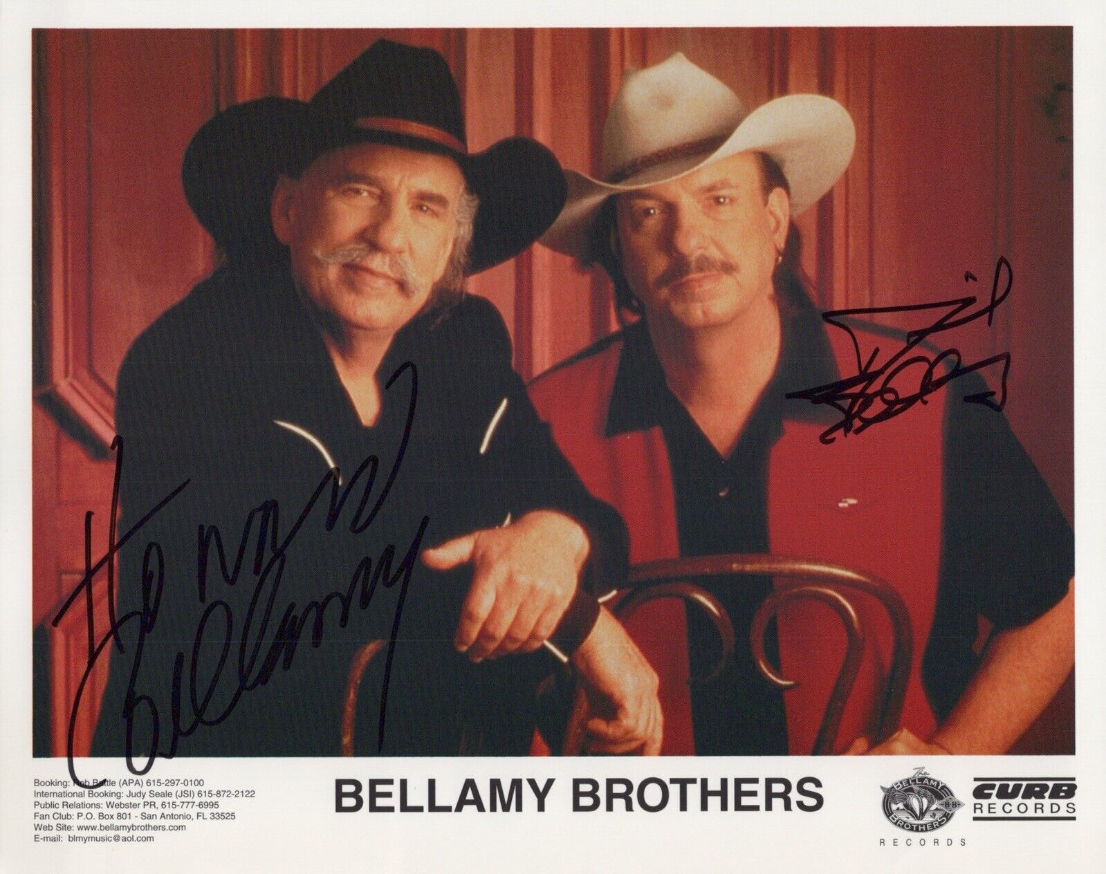 Country & Western stars The Bellamy Brothers signed 8x10 Photo Poster painting