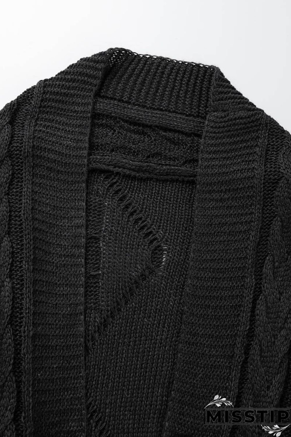 Black Casual Solid Patchwork Cardigan Collar Outerwear