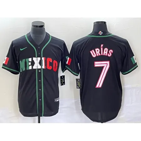 Men's Mexico Baseball #7 Julio Urias 2023 Black World Baseball With Patch Classic Stitched Jersey IO8L