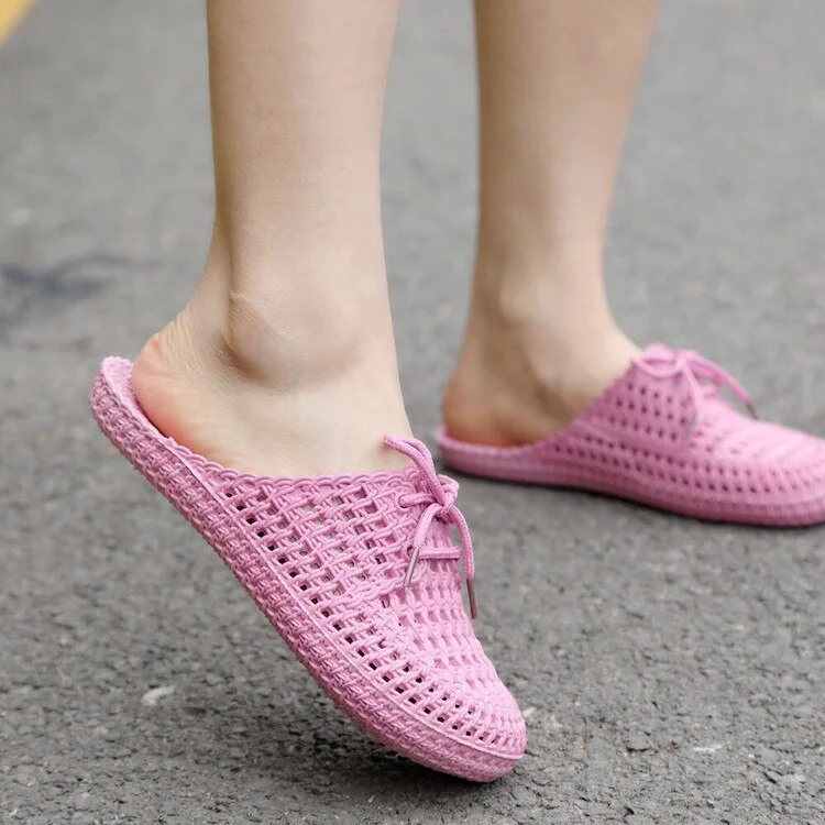 Women's Summer Slippers Bathroom Home Slippers Bowknot Soft Mesh Slippers for Women Slides Breathable Sandals 2021