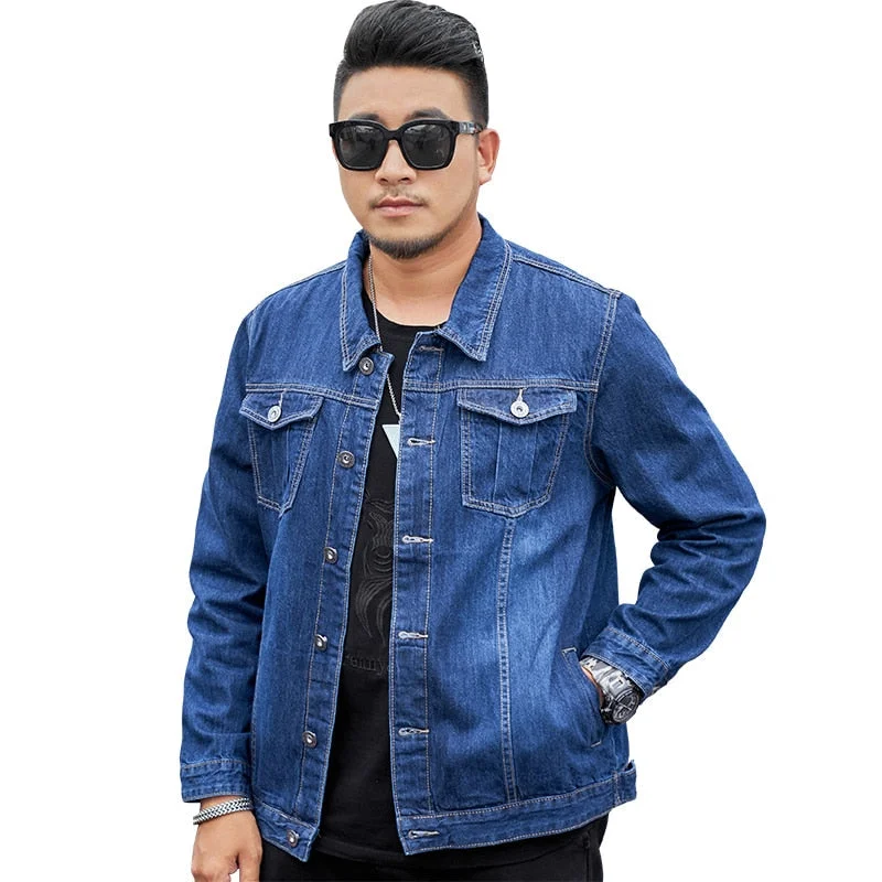 Oocharger 5XL 6XL 8XL Men Denim Jacket New Spring Autumn Casual Classic Jean Jackets Fashion Hip Hop Streetwear Loose Fat Coat