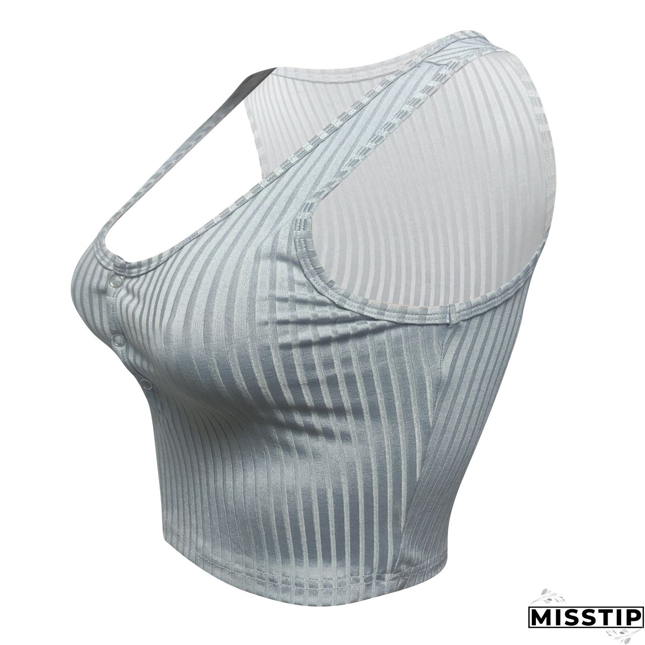 Women's Summer Casual Ribbed Tops Sexy Solid Color  Buttoned Vest