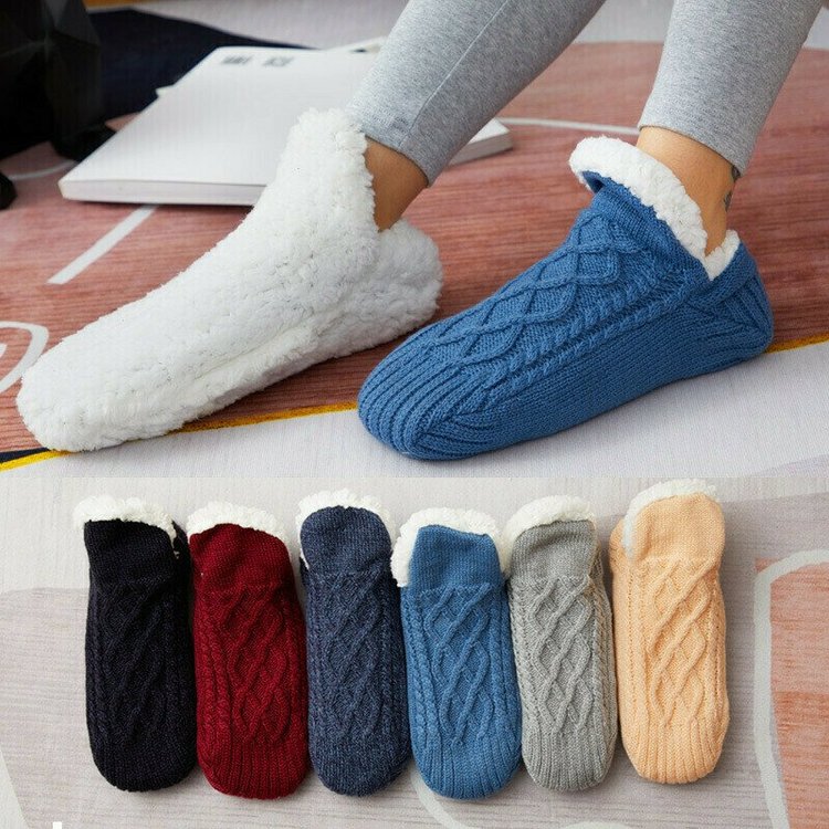 Woven And Velvet Indoor Socks Slippers