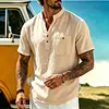 Men's Vacation Linen V-Neck Short Sleeve Shirt by Inlyline
