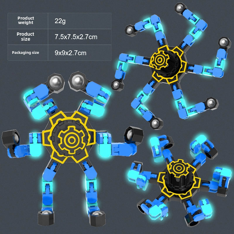 Gyro Toy Children’s Boy’s Transformable Luminous Puzzle Mechanical Fingertip Finger Rotation Decompression Boy’s Toy
