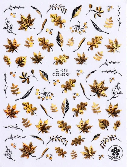 1PC Fall Leaf Flowers Line 3D Nail Sticker Mape Leaves Waves Pattern Decals Slider DIY Nail Art Decoration Wraps For Manicures-Nail Inspo