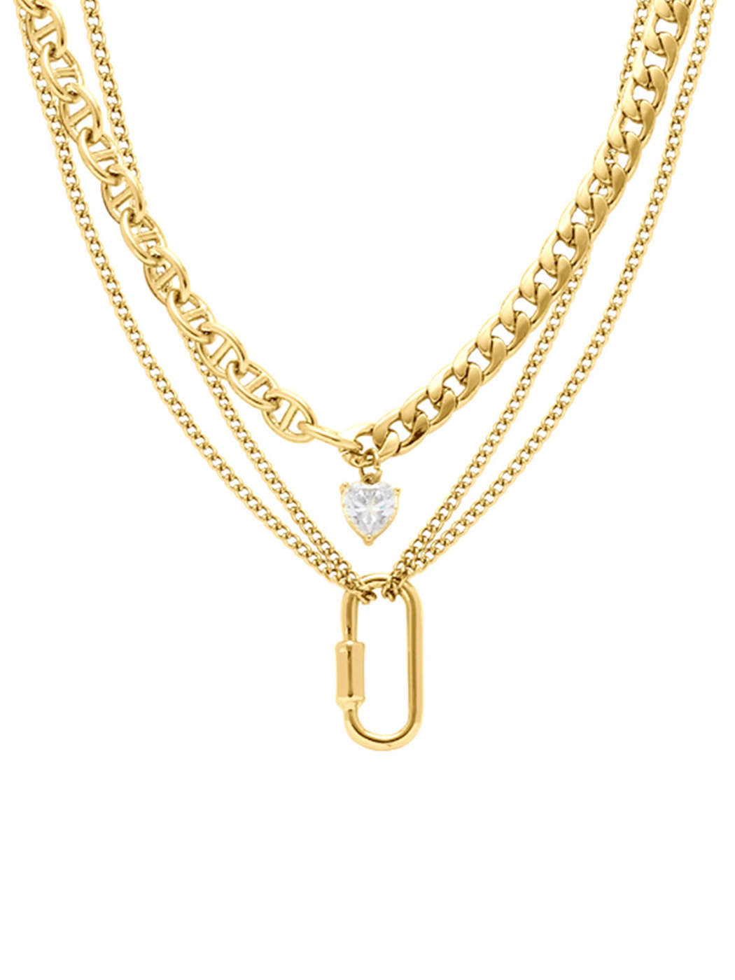 Double Stacked Titanium Steel Diamond Necklace / TECHWEAR CLUB / Techwear
