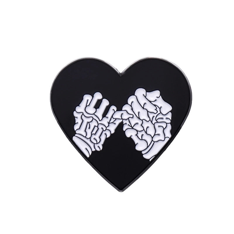 Cartoon Style Cute Sea Wave Heart Shape Skull Alloy Stoving Varnish Unisex Brooches