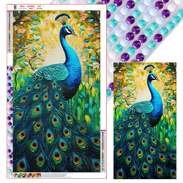 Peacock in the Painting  - Full Round - Diamond Painting (40*70cm)