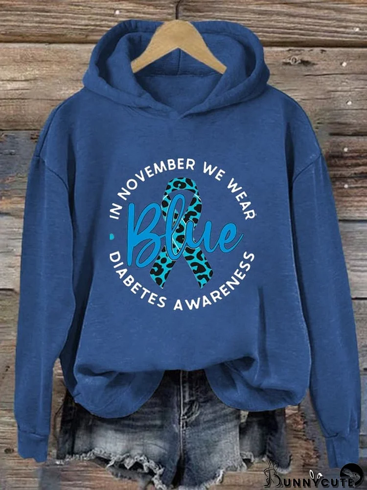 Women's In November We Wear Blue Printed Hoodie