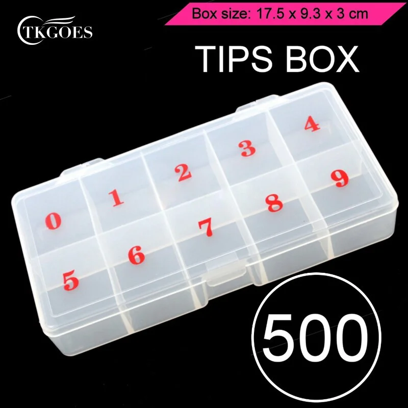 TKGOES 1PCS STORAGE PLASTIC EMPTY BOX CASE FOR NAIL ART SALON TOOL - 500 PCS FALSE TIPS STORAGE BOX