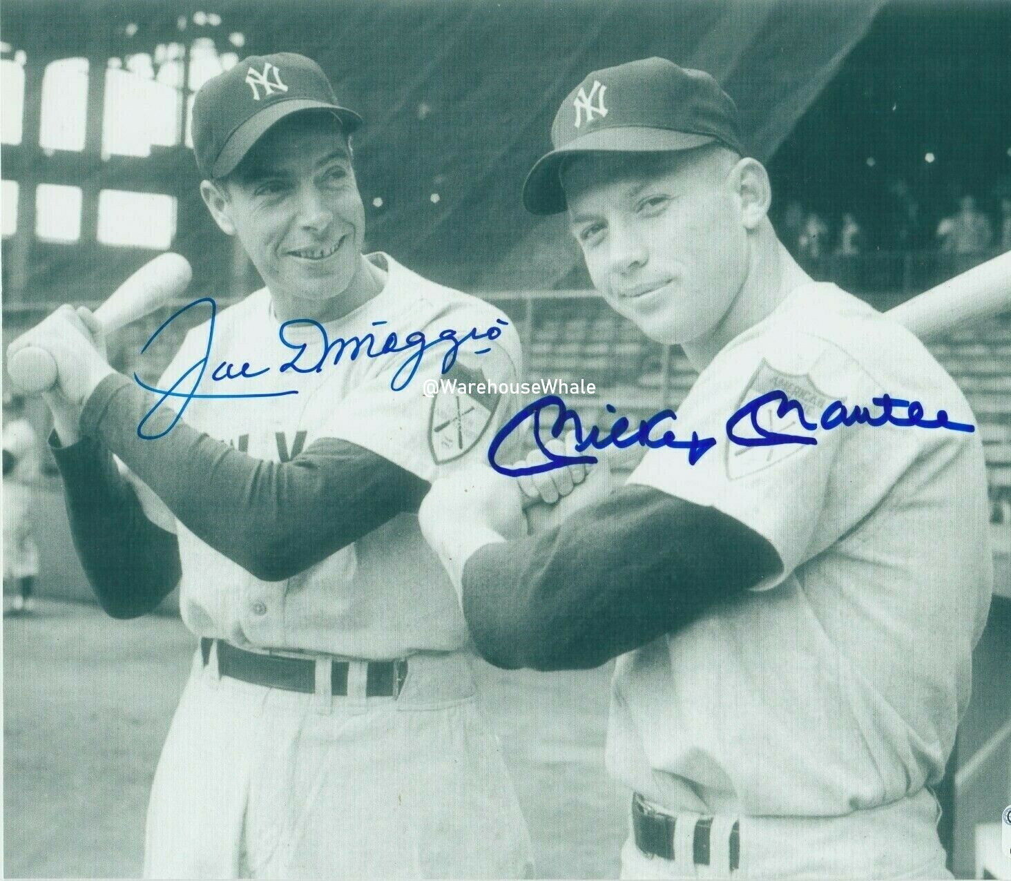 Mickey Mantle & Joe DiMaggio Autographed Signed 8x10 Photo Poster painting HOF Yankees REPRINT