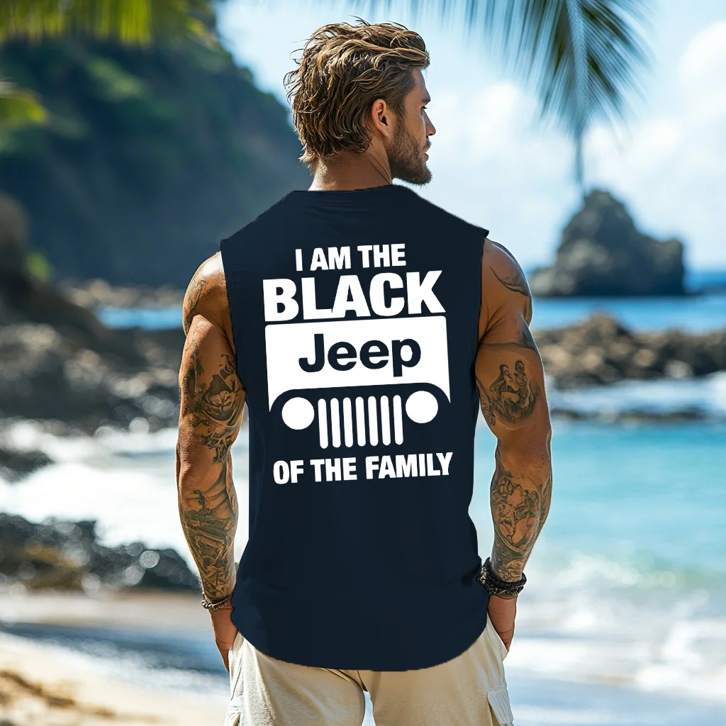 Men's Outdoor Retro Lettering Slogan Tank Top