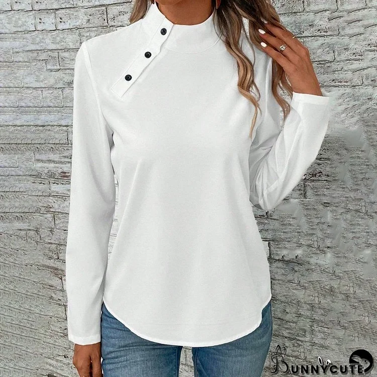 White Plain Round Neck Top