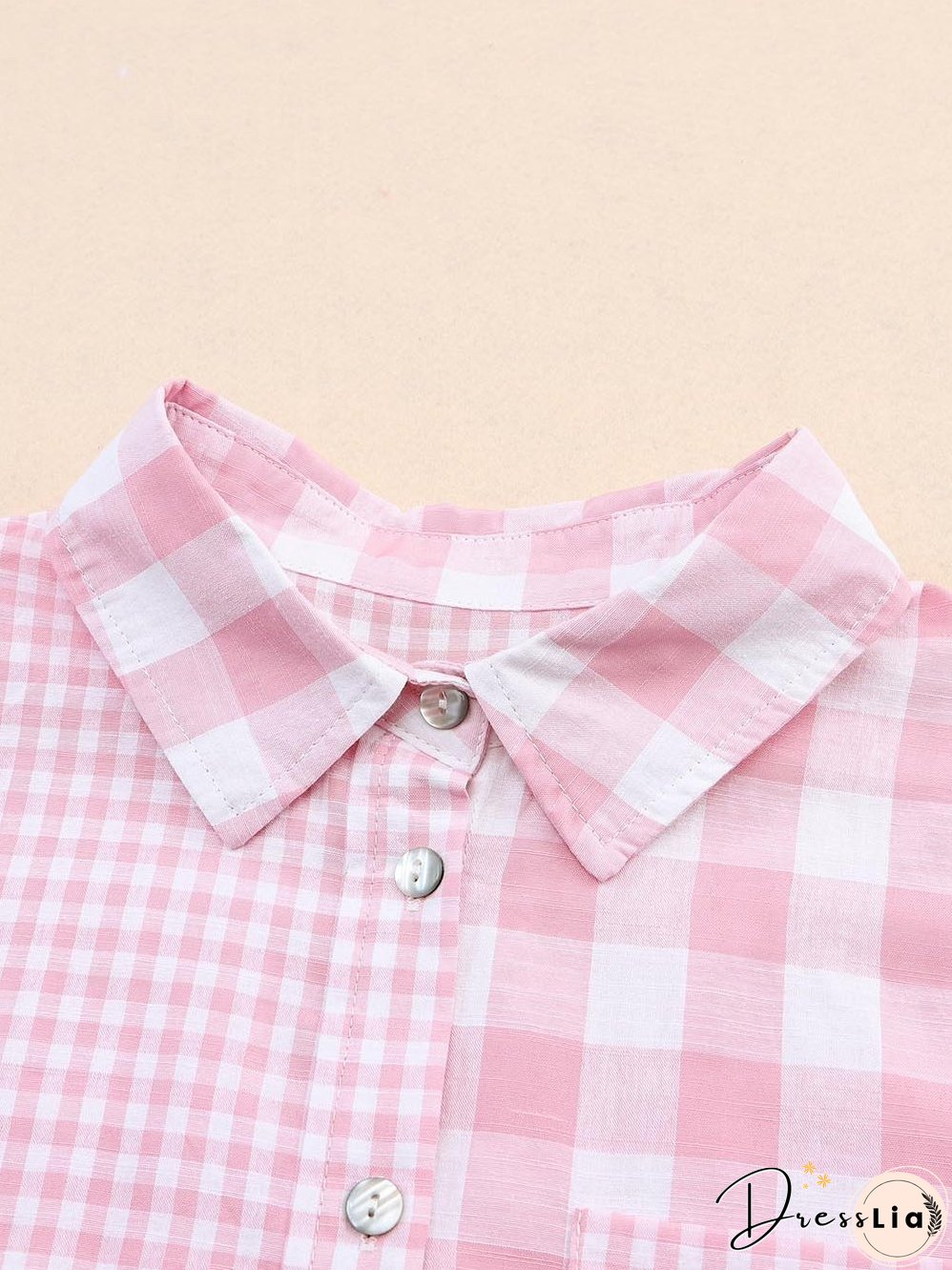 Casual Pink Gingham Top
