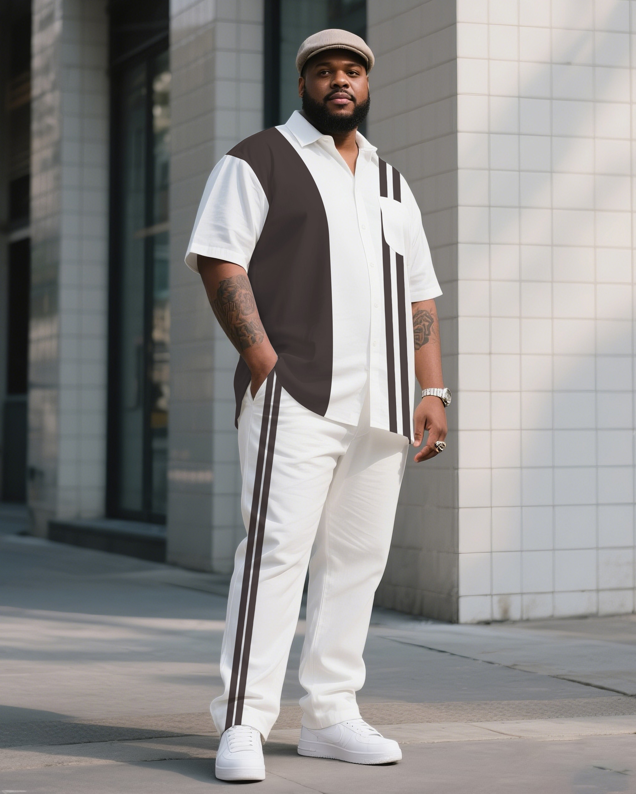 Big Boy Must Have 2025 Popular Color Block Short Sleeve Shirt Trousers Suit