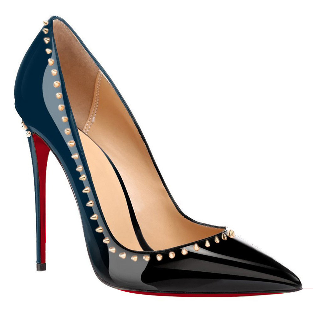 120mm Women's High Heels Stiletto Pumps Party Gradient Color Blue Black-vocosishoes