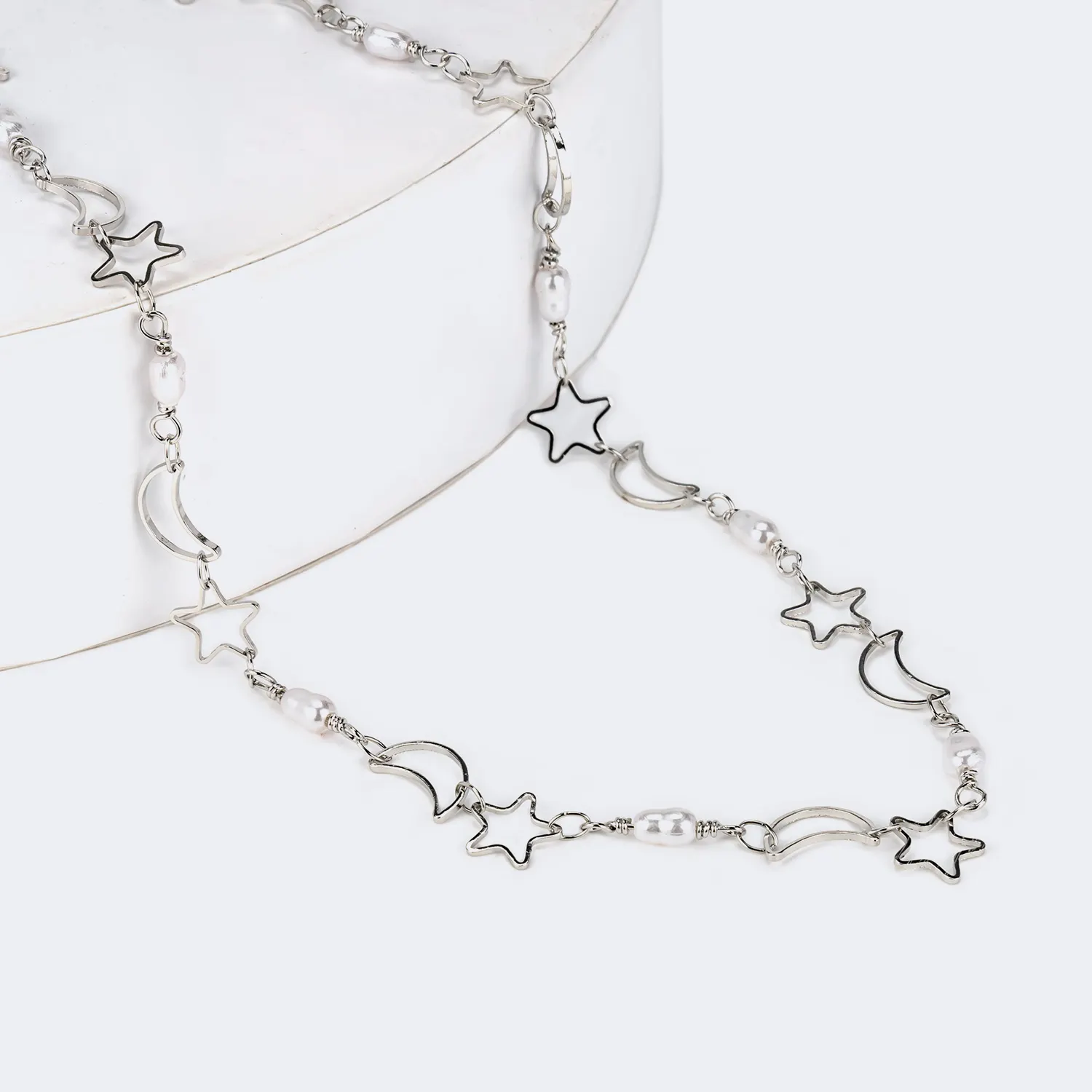 Pallu Silber-Stern-Mond Brillenkette Silber