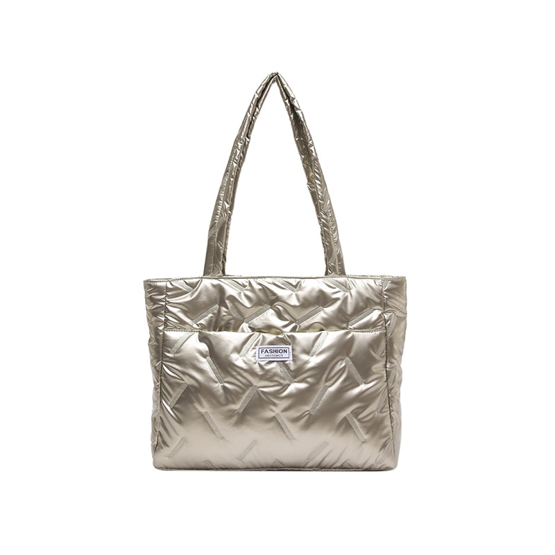 Women’s Medium Cloth Solid Color Streetwear Square Zipper Shoulder Bag Tote Bag